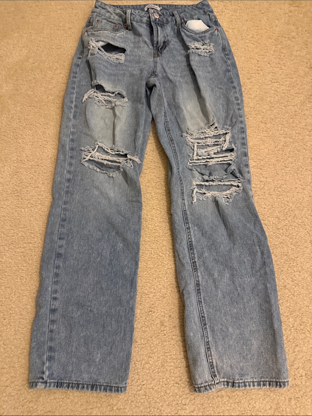 refuge Distressed Light Blue Straight Jeans